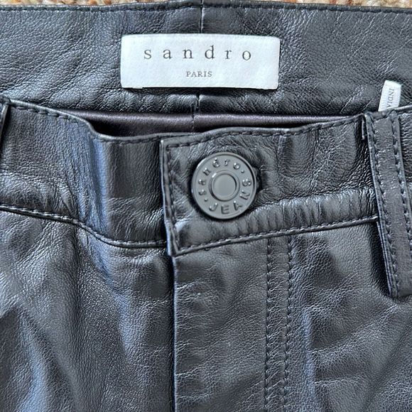 NWOT Sandro Five Pocket Leather Pant Black Size 36 - Picture 5 of 12